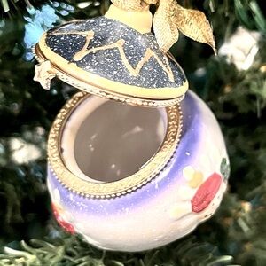 Vintage Hand Painted Hinged Ceramic Porcelain Christmas Ornament Snowman